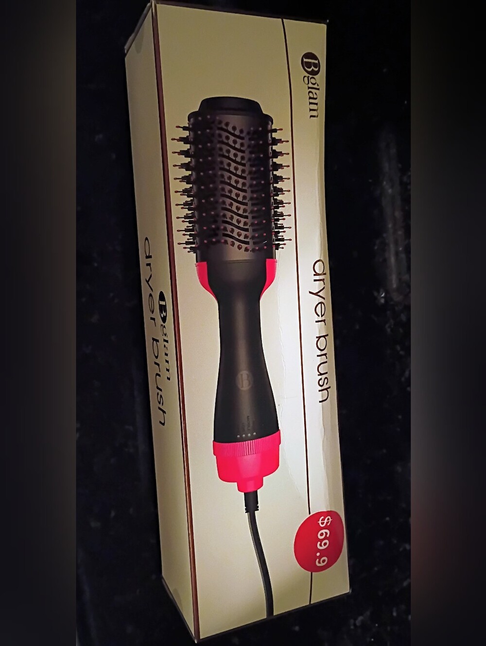glam Pink and Black Hot Air Dryer Brush